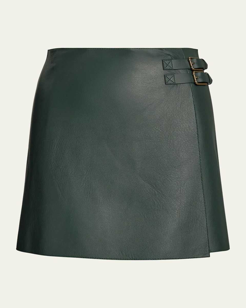 Kyler Belted Leather Skirt